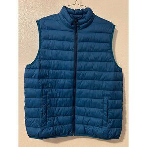 Swiss Tech Mens Blue Green Puffer Vest XL 46-48 Lightweight Full Zip Layering
